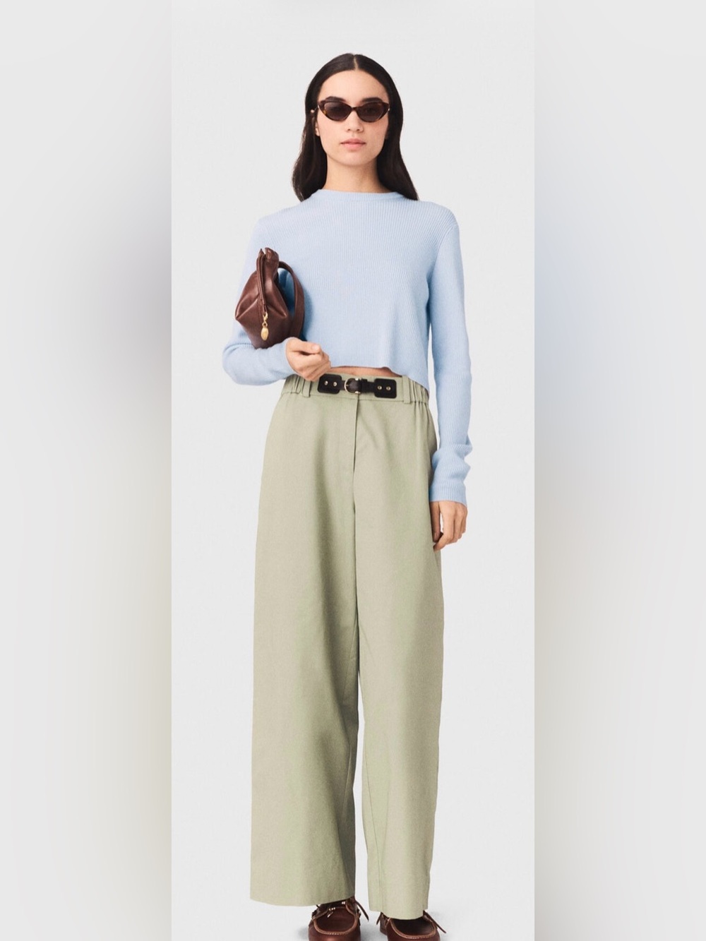 Maje cargo Wide Leg Pants in light Green/khaki Size 42